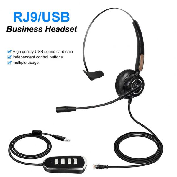 Auriculares/auriculares U900 H510 Auriculares telefónicos Reducción de ruido de alta fidelidad 3,5 mm RJ9 MIC Cable largo Centro de llamadas Auriculares para telemercadeo