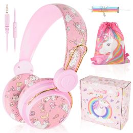 Casque / casque Headphones Enfant Wired Cartoon Migne Kids Anime Headphones Headset Stéréo Musique avec Micphone Children's Earphone Christmas Gift