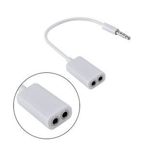 Divisor de auriculares de 4 polos blanco 3,5mm aux Audio Jack auriculares estéreo Cable adaptador doble para iphone android teléfono móvil MP3