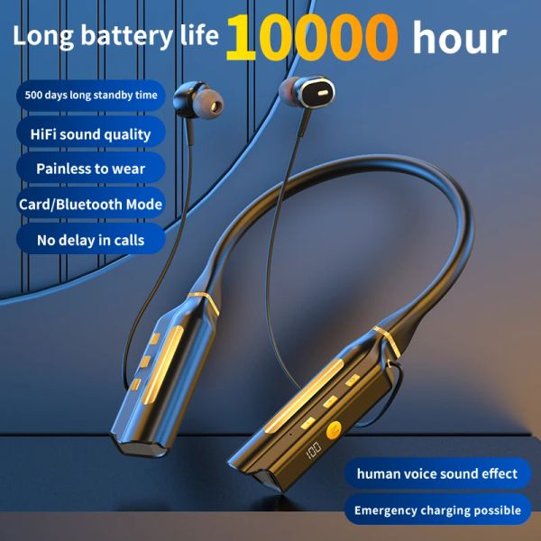 Écouteurs sans fil Bluetooth, 10000mAh, 10000 heures de lecture, casque magnétique pour Sport, course à pied, tour de cou, oreillettes de Sport, réduction du bruit
