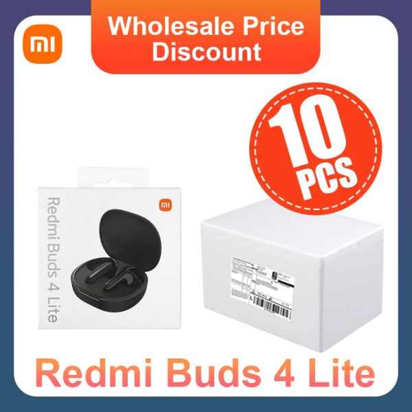 Écouteurs 10pcs Xiaomi Bluetooth Écouteurs Redmi Buds 4 Lite Wholesale Link Earbuds Casques de mode légers