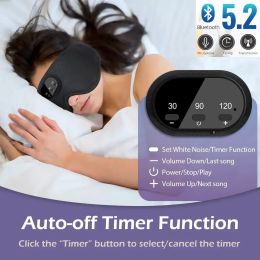 Écouteurs 2022 Bruit blanc 3D Musique sans fil Écouteurs de sommeil Bluetooth 5.2 Masque pour les yeux respirant Arrêt automatique Haut-parleur stéréo UltraThin HD