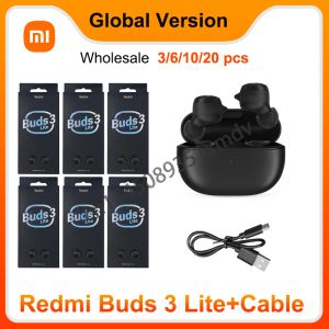 Écouteurs 3/6/10/20 pièces Xiaomi Redmi Buds 3 Lite noir édition mondiale écouteurs Bluetooth véritable casque sans fil avec câble de chargement