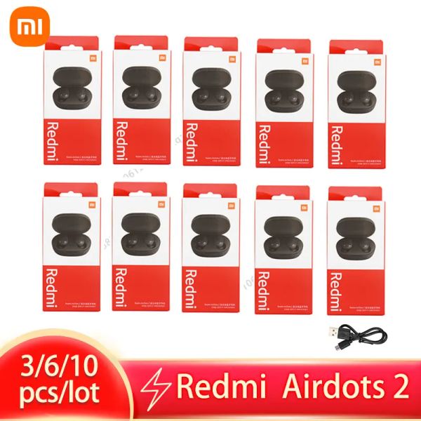 Auriculares 3/6/10 Piezas originales Xiaomi Redmi Airdots 2 auriculares verdaderos auriculares de ruido de auriculares inalámbricos con micrófonos al por mayor