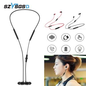 Hoofdtelefoon 5.0 Bluetooth oortelefoon sport halsband magnetische draadloze oortelefoons stereo oordopjes muziek metalen hoofdtelefoon met microfoon voor alle telefoons