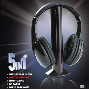 Casque d'écoute sans fil HiFi 5 en 1, pour télévision ou ordinateur, Radio FM, écouteurs avec Microphone et récepteur sans fil