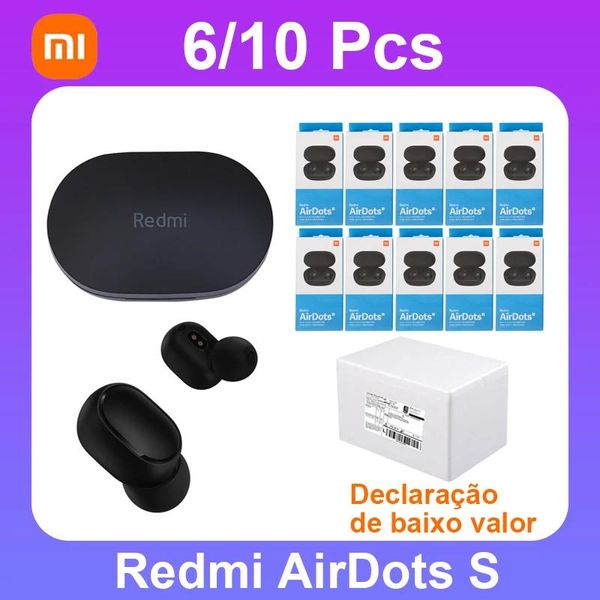 Écouteurs 6/10 pièces Xiaomi Bluetooth écouteurs Redmi AirDots S casque sans fil stéréo bruit intra-auriculaires écouteurs musique casque pour Sport salle de sport