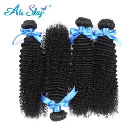 Hoofdtelefoon Alisky Haar Afro Kinky Kinky Kinky Bundels Braziliaans Weven Human Hair Bundels Remy Hair Natural Hair Extensions Human Hair 1/3/4 PCS