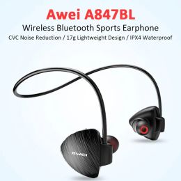 Écouteurs AWEI A847BL Écouteurs Bluetooth Wired Hifi Hifi STEREO MUSIQUE CASHE COUP COUPE CASSET avec Mic Sport Earbuds pour iPhone