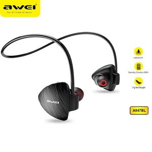 Écouteurs Awei A847BL sans fil Bluetooth Sport écouteurs HD stéréo son tour de cou avec Microphone pour IPX4 étanche en cours d'exécution écouteur