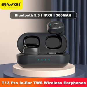 Auriculares Awei T13 Pro Bluetooth 5,3 auriculares inalámbricos Bluetooth auriculares InEar TWS con micrófono HiFi Bass estéreo auriculares para juegos