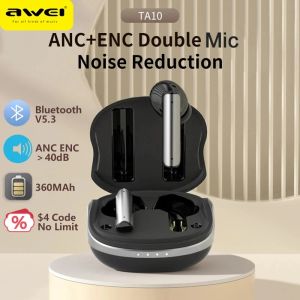 Écouteurs Awei TA10 ANC écouteur Bluetooth 5.3 suppression Active du bruit ENC écouteurs bruit casque double micro casque de jeu sans fil