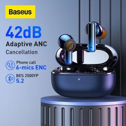 Cuffie Baseus Storm 1 Auricolare wireless Bluetooth 5.2 Cuffie ANC dinamiche adattive da 42 dB con auricolari HiFi con cancellazione del rumore ENC da 6 microfoni