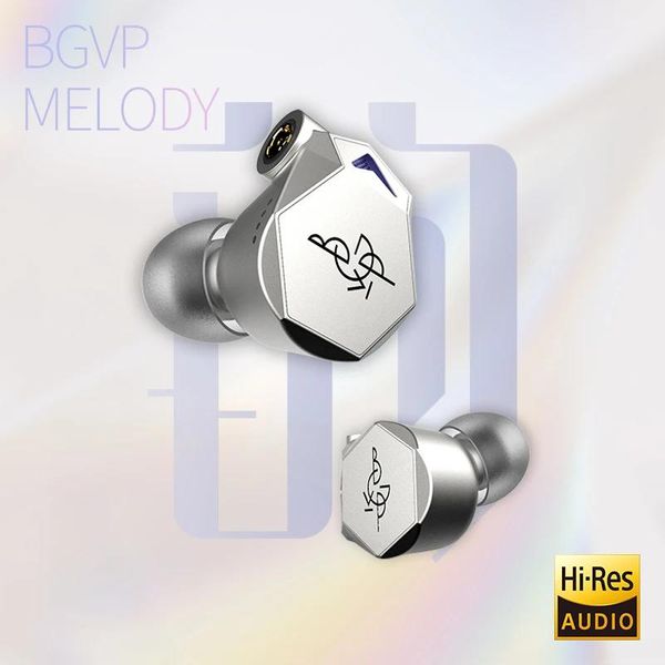 Écouteurs BGVP Melody Divers Tuning HiFi Music Monitor Audiophile Casuppés personnalisés de bobine mobile de 12 mm IEMS EAVEURS BASS METAL