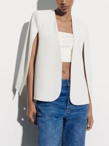 Blazer à manches longues pour femme, vêtement d'extérieur Chic, Style cape, à la mode, Vintage, Streetwear, 2023