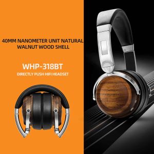 Écouteurs Bluetooth Walnut Wood Wooden Headswear Alloy HiFi Professional Hifi Music Headphones 40 mm Smart Phone Drive