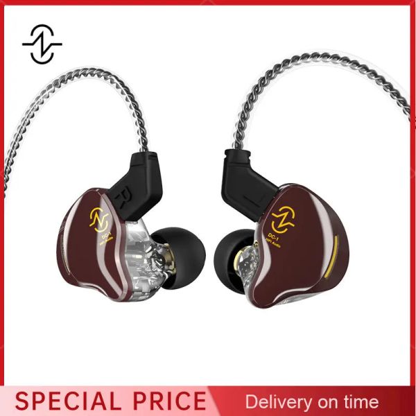 CCZ Café Grain 10MM Double Circuit Magnétique Pilote Dynamique Inear Moniteur HiFi Écouteur Casque Écouteur pour Sport Musique Casque