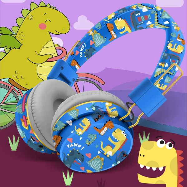Écouteurs pour enfants, casque d'écoute de dinosaure de dessin animé, casque sans fil Bluetooth pour enfants garçons filles, joli casque sans fil pour enfants