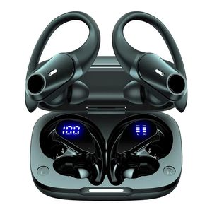 Hoofdtelefoon EARDECO Bluetooth 5.0-oortelefoon Echte draadloze hoofdtelefoon met microfoon Knopbediening Ruisonderdrukking Oorhaakjes Waterdichte hoofdtelefoon
