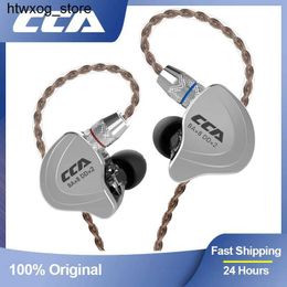 Écouteurs d'écouteurs CCA CC10 Technologie hybride de casque 4ba + 1dd dans l'oreille HIFI DJ Sport Plugs Écouteurs câblés 10 Unité d'entraînement Annulation de bruit S24514 S24514