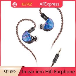 Écouteurs d'écouteurs EPZ Q1 Pro Yunshuilan Câble de casque Hifi Bass Bass Headphone Im in Ear Gaming Headphone mic.78 Câble détachable à 2 broches Coffre S24514