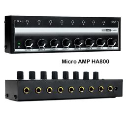 Hoofdtelefoon Oortelefoon HA800 Hoofdtelefoon Versterker Audio Amp Ultracompact 8 Kanalen Mini Stereo Microfoon AMP Met Power Adapter 230719