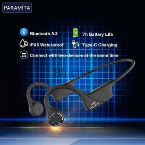 Headphones Earphones PARAMITA Real Bone Conduction Headphones Bluetooth Wireless Earphones Waterproof Sports Headset with Mic for Workouts Driving x0718