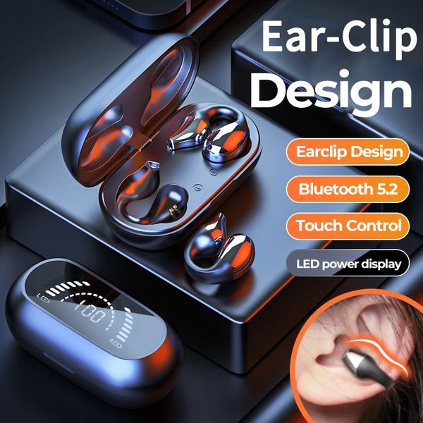 Écouteurs Écouteurs VAORLO TWS sans fil Bluetooth 52 Conduction osseuse Earclip Design Touch Control LED Écouteurs Sport Casques 231030