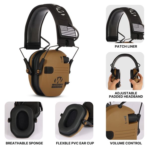 Écouteurs Écouteurs Walker's Razor Slim Electronic Muff Electronic Shooting Earmuff Tactical Hunting Hearing Protective Headset 221101