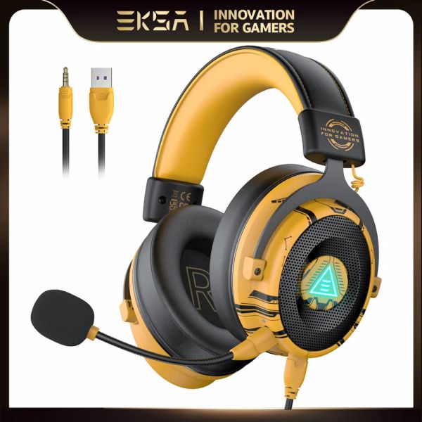 EKSA E900 Pro Casque de jeu amélioré Gamer 7.1 Surround filaire avec microphones antibruit pour PC/PS4/PS5/Xbox