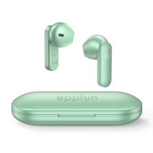 Hoofdtelefoon Eppfun Wireless oortelefoons QCC3040 Bluetooth V5.2 Earbuds AptxAdaptive, 4 MICS+CVC Ruis Canneration Type C Metal Case