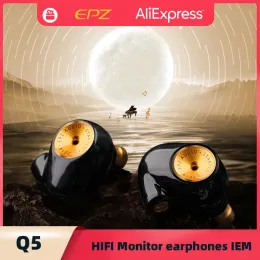 Écouteurs EPZ Q5 Écouteurs Wired Hifi Ceramic Carbone Nano Moving Coil IEM dans l'oreille Monitor