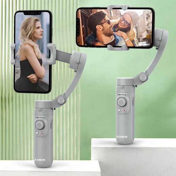 Écouteurs pliables 3axis stabilisateur portable cardan, enregistreur vidéo de téléphone portable Vlog Stick Vlog, pour iPhone Xiaomi Samsung Smartphone