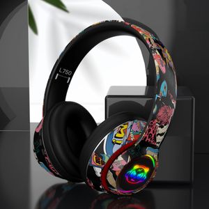 Écouteurs Graffiti Headphones Bluetooth 5.1 DJ Headset Wireless Gamer avec Mic RVB LED LED pour enfants PC Gamer Earphone Prise en charge de la carte TF