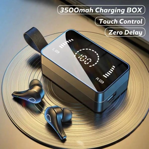 Écouteur H3 TWS BT5.0 Ecoutphone 3500mAh Banque d'alimentation Mini Earbuds Sports Bluetooth Casque avec Miroir LED Écran numérique Touche