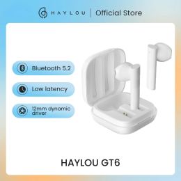 Écouteurs Haylou GT6 TWS casque sans fil Bluetooth 5.2 Écouteurs de pilote dynamique 12 mm AAC STERO Sound Earphones semi intérieurement