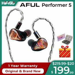 Hoofdtelefoon Hifigo Aful Performer 5 / Performer5 1DD+4BA inar Monitors Oortelefoons Beste bedrade Hybrid Driver Headphone Hifi Stage Studio IEMS