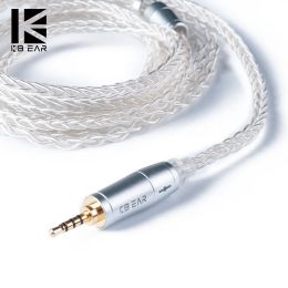 Écouteurs KBEAR 8 CORE Câble équilibré en argent amélioré 2,5 / 3,5 / 4,4 mm avec MMCX / 2PIN / QDC pour Blon BL01 BL03 KZ ZSX ZAX DQ6 ZSTX