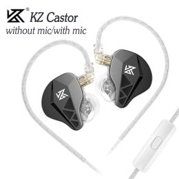 Écouteurs KZ Castor in Ear, écouteurs filaires dynamiques, 16 réglages sonores, suppression du bruit, prise 3,5 mm, écouteurs stéréo avec micro