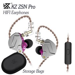 Auriculares KZ ZSN Pro en el monitor de oído auriculares 1DD+1BA Hybrid Technology Sport Auriculares Cancelando un enchufe de 3.5 mm sin/con micrófono