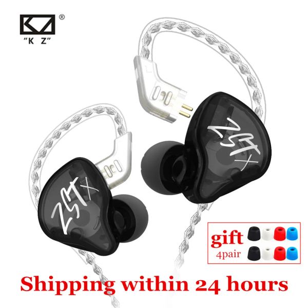 Auriculares KZ ZST X 1BA+1DD Tecnología híbrida HIFI In Ear Auriculares Bass Earbud Sport Cancelación de ruido Auriculares KZ ZS10 pro ZSN pro ZSX C12