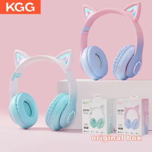 Écouteurs LED Light Light Headphones Cat Oreilles Casque Bluetooth sans fil avec micro Boys Girls Musique Headsets Games Corephones Kids