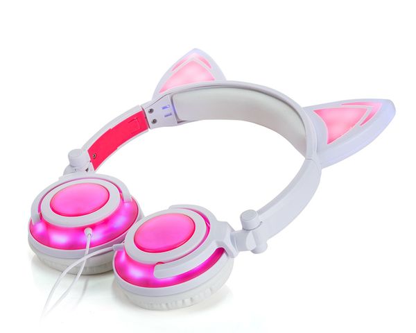 Auriculares Luces de música LED Auricular Auricular plegable Oreja de gato Recargable para Iphone MP4 Con paquete minorista DHL Gratis