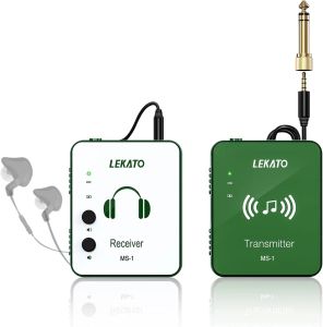 Hoofdtelefoon Lekato Wireless IEM -systeem met zenderontvanger draadloos inar -monitorsysteem 2,4 GHz Automatisch voor Studio Live (MS1G)