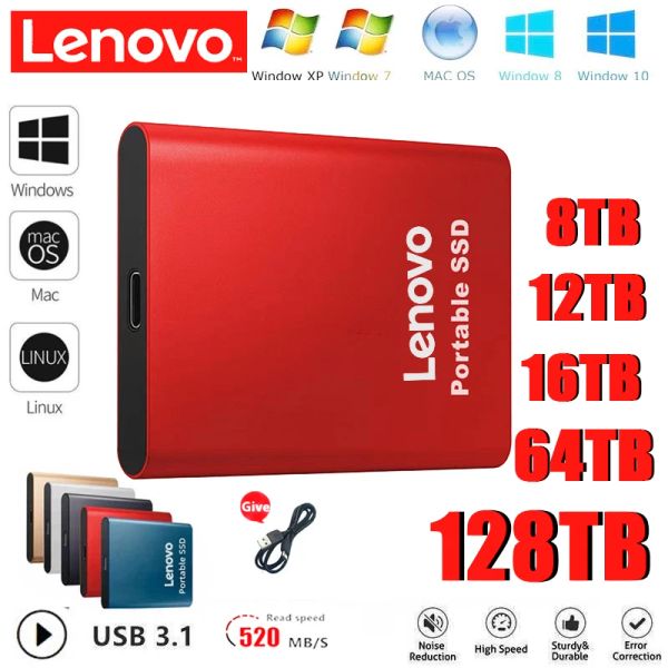 Auriculares Lenovo nuevo portátil SSD 500GB 1TB disco duro Flash USB3.1 alta velocidad 2TB 4TB 8TB SSD almacenamiento disco duro externo para ordenador portátil/PC