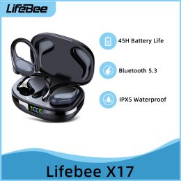 Écouteurs LIFEBEE X17 Écouteurs sans fil avec micro antibruit intégré Appels clairs Écouteurs Bluetooth pour sport, course à pied, avec contour d'oreille stéréo