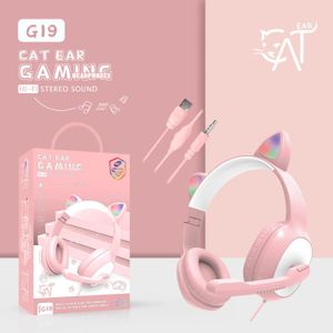 Casque lumineux casque filaire casque oreilles de chat tendance mignon musique téléphone portable ordinateur avec Microphone