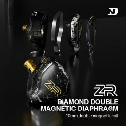 Écouteur ND Zr Diamond Diaphragm Earphone Hifi Fevergrade High Quire Wired Stage de surveillance en direct Retour oreille