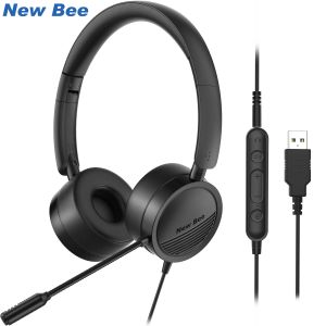 Hoofdtelefoon Nieuwe bijen USB -headset met microfoon voor PC 3,5 mm Business Headsets met MIC Mute Ruis Annellering voor hoofdtelefoons van callcenter