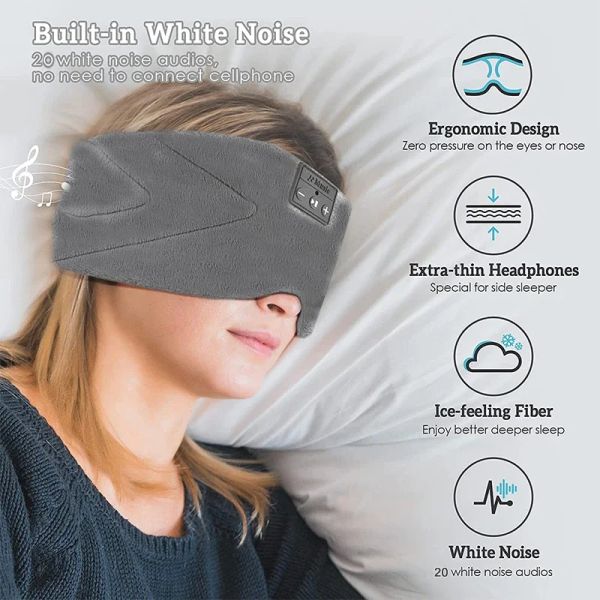 Écouteurs Nouveaux casques Bluetooth Sleep Eye Mask Phas Icefeeling Extra Extra Soft 100% Blackout 3D Sleeo Sleep Eye masque 20 Blanc